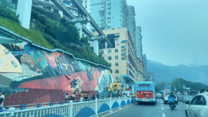 Lǐzǐbà Station (李子坝) view from car- 7 Must-Visit Spots in Chongqing - Leo Trails