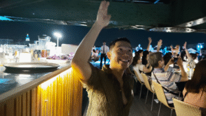 Me under the bridge - Bangkok Dinner Cruise for a Memorable Birthday - Leo Trails