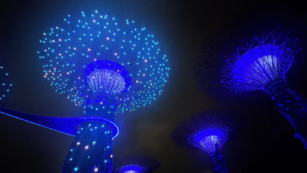 Supertree grove at night - How to Enjoy Singapore Without Breaking the Bank - Leo Trails 