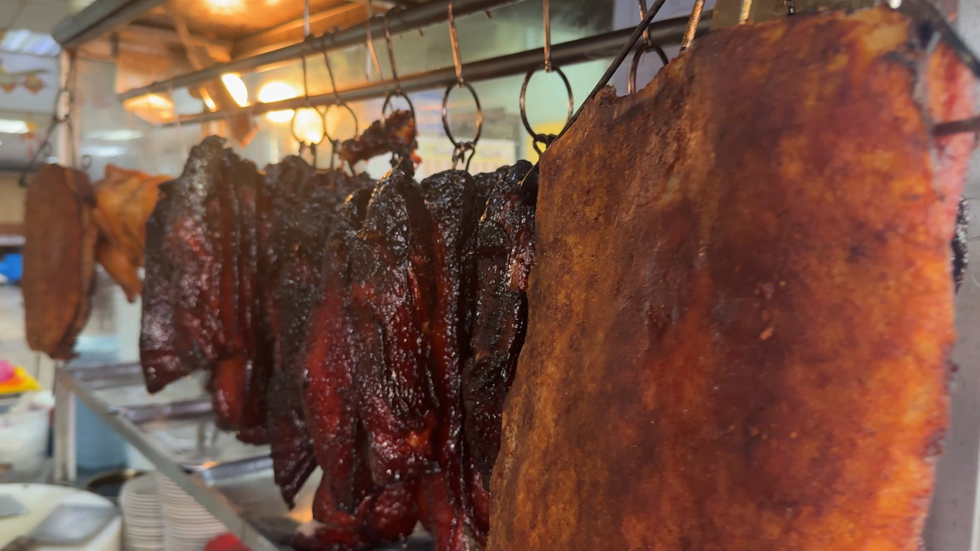 A lots of hanging meats - Try KL Dishes That Locals Love - leo trails