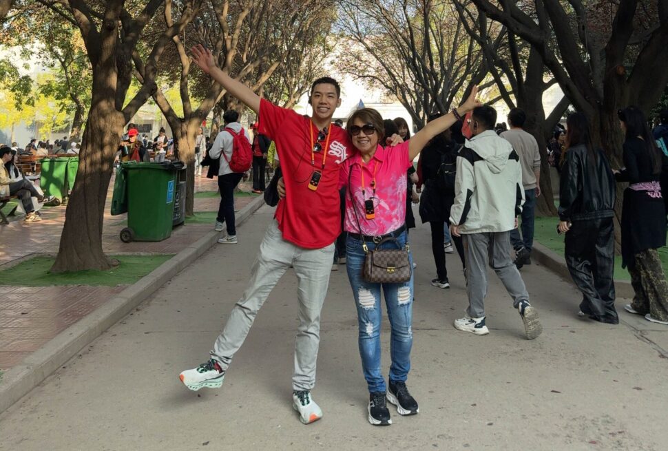 Me and Mom posing at the park - Terracotta Army & Qin Shi Huang's Sealed Tomb - Leo Trails