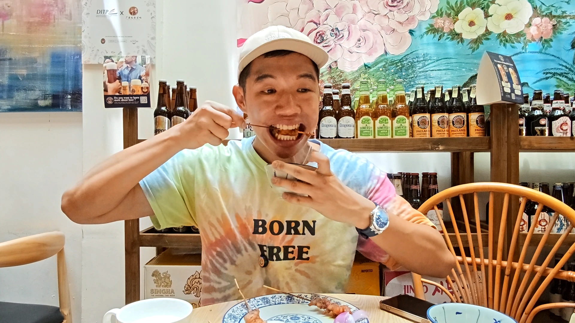 I am eating the satay - Try KL Dishes That Locals Love - leo trails