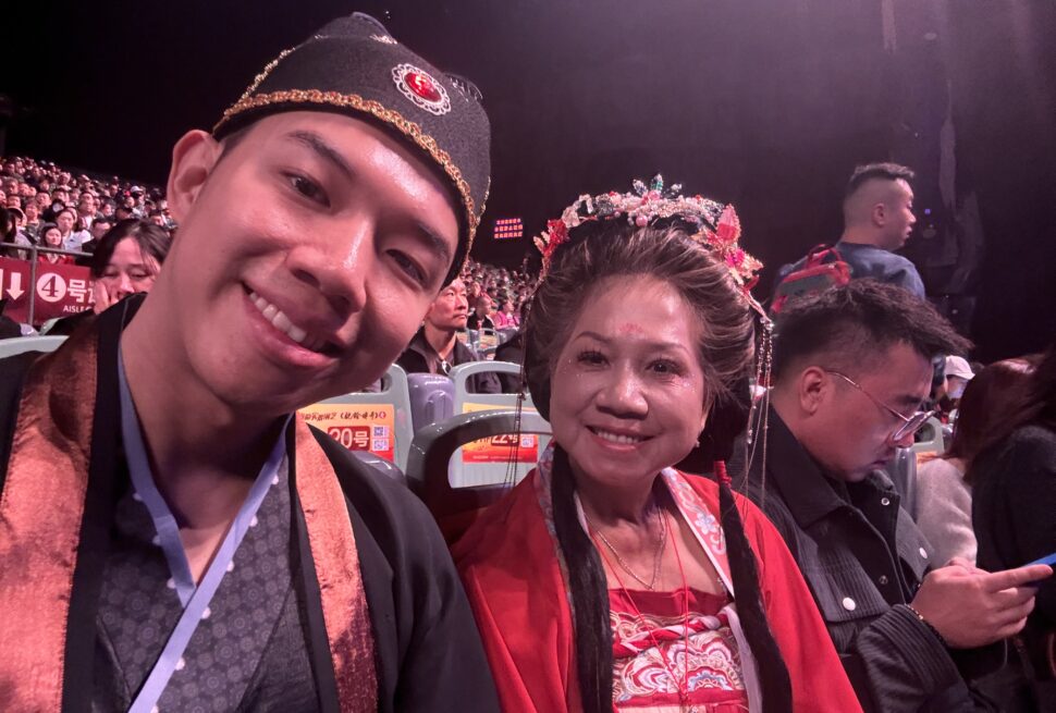Me and mom selfie in the theatre - The Camel Bell Legend Show in Xi'an - Leo Trails