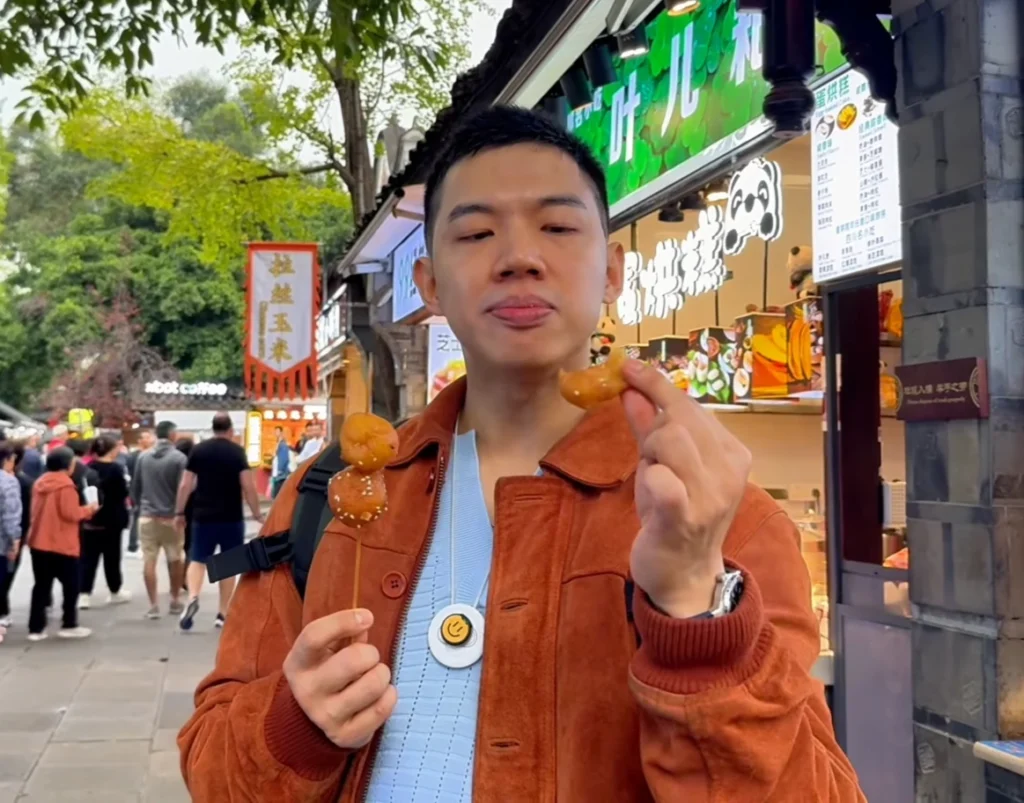 Me Eating Tangyou Guozhe - Best Street Snacks in Jinli, Chengdu - Leotrails