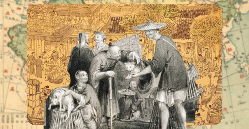 Illustration of Old Market in China