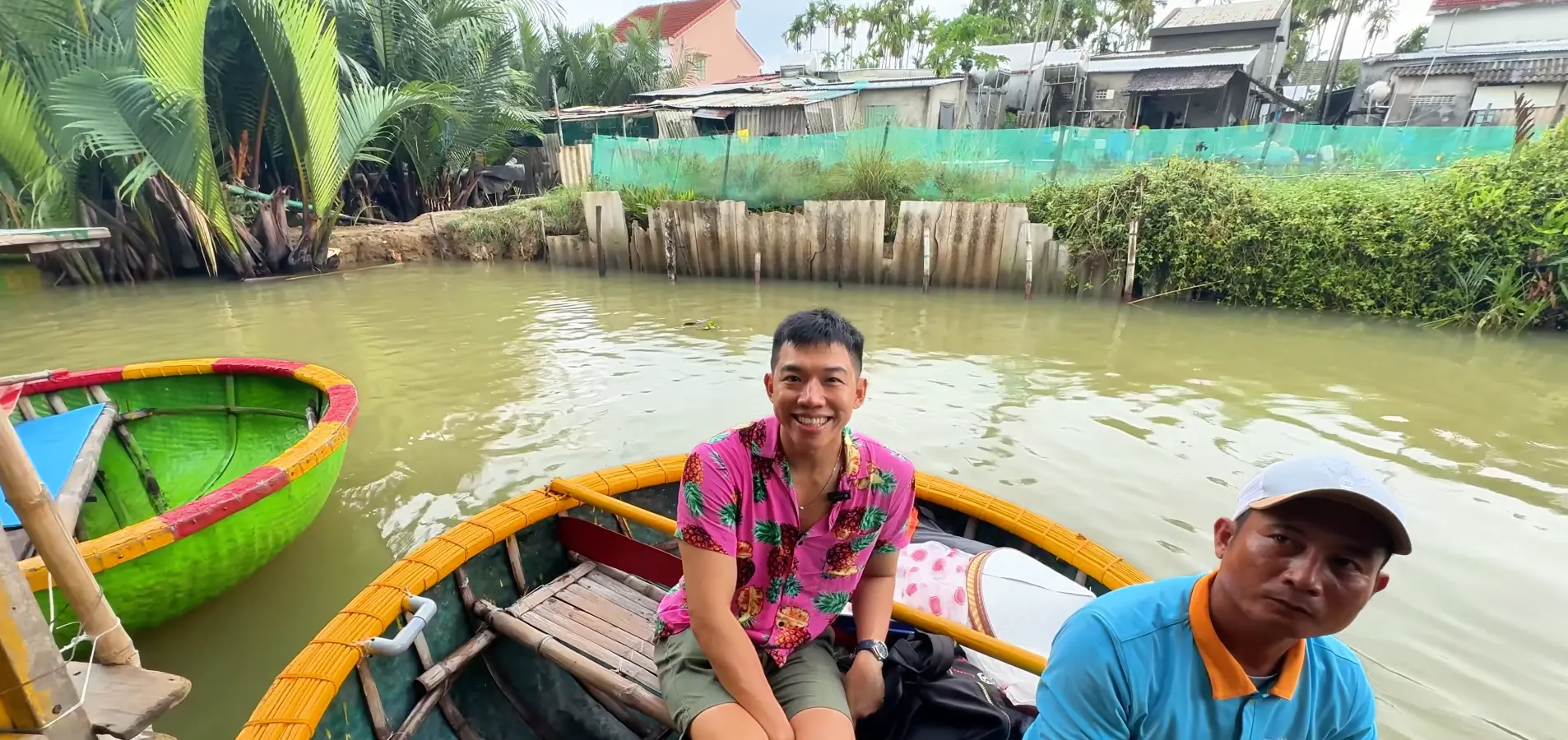 Me Sitting on the Coconut Basket Boat - Coconut Basket Boat Ride in Hoi An: What to Expect 🌴 - Leo trails