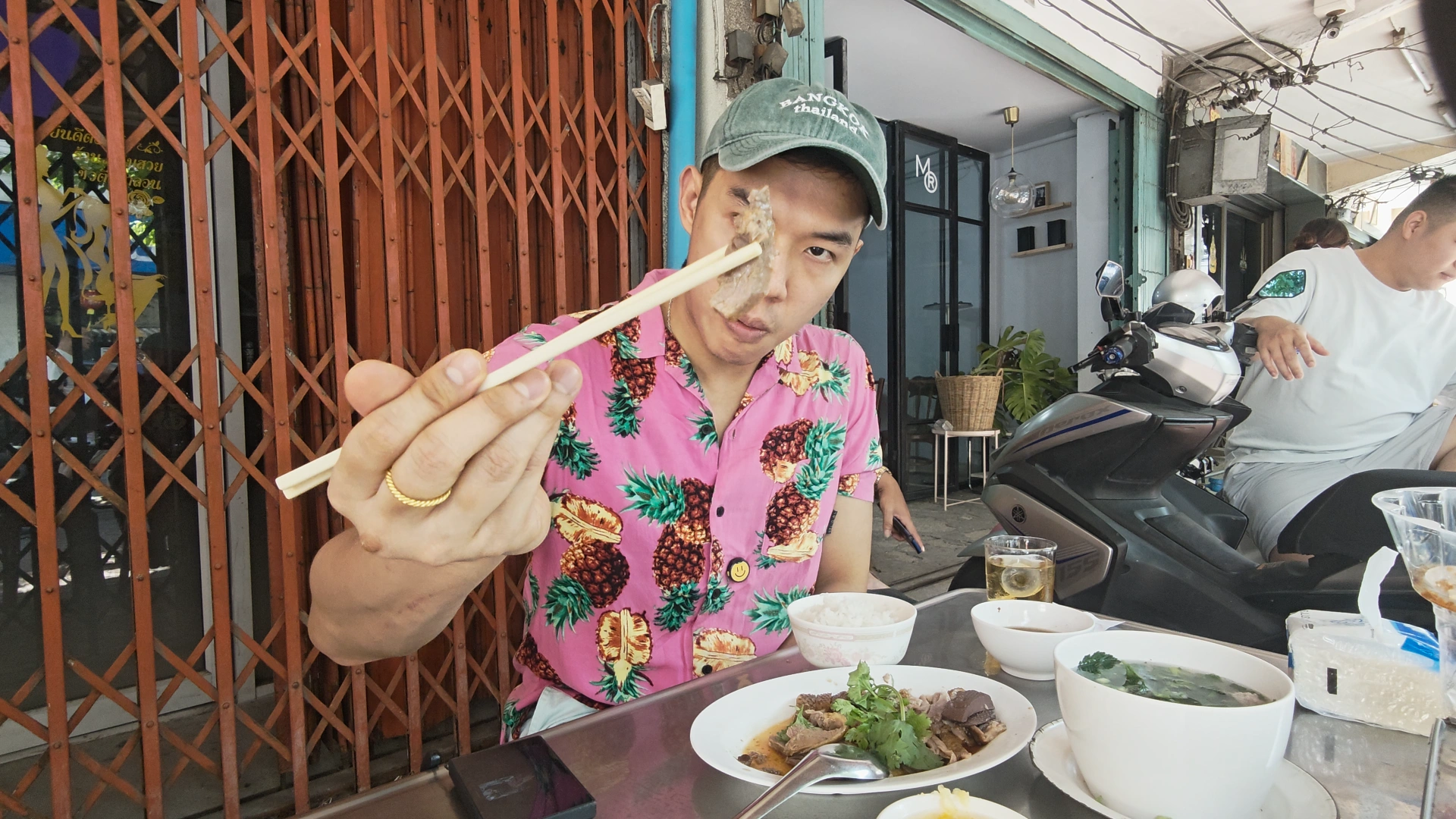 Me eating Braised Goose - Song Wat Bangkok: How to Spend a Day Here 🏠 - Leotrails
