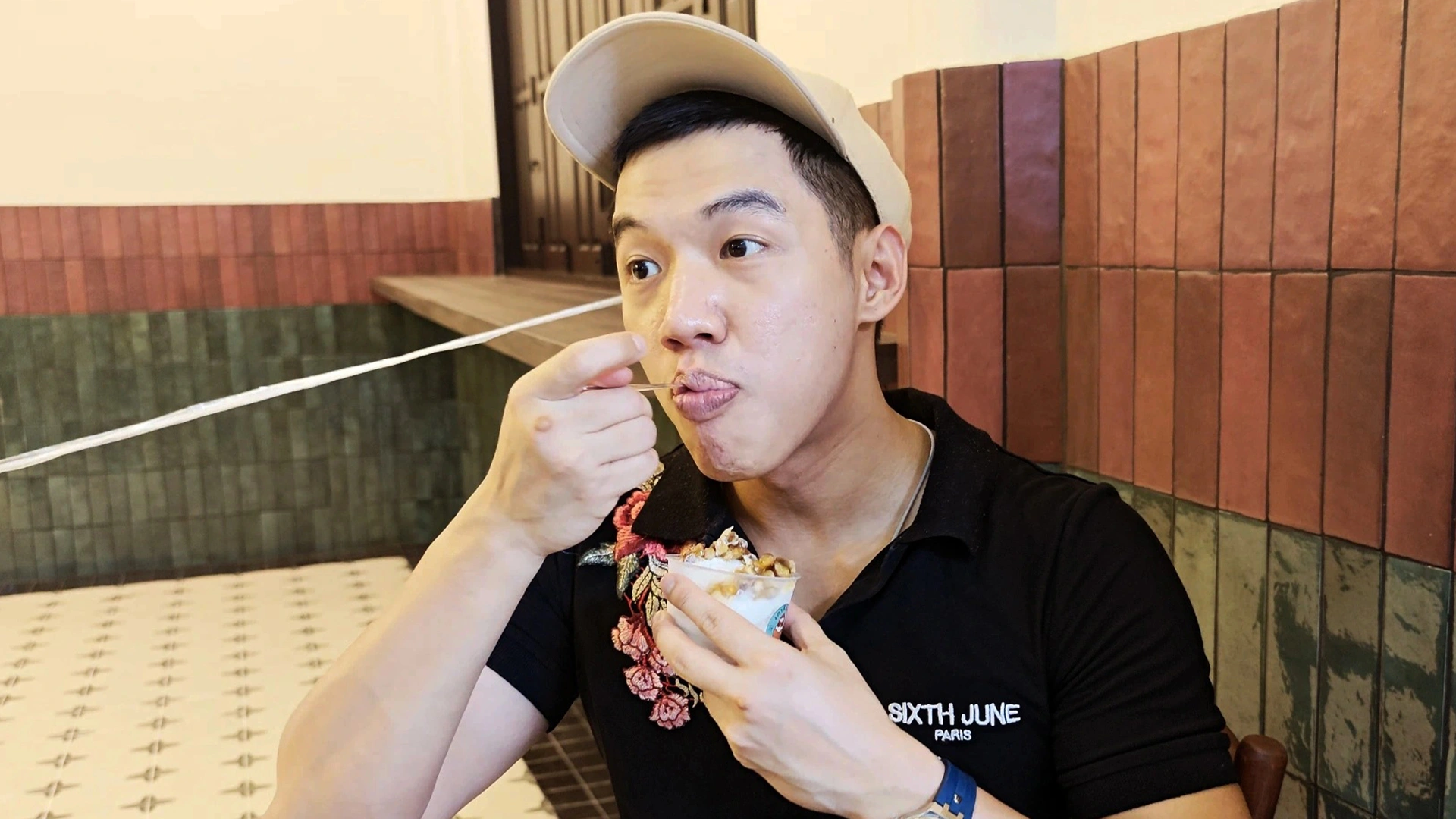Me eating an ice cream - Song Wat Bangkok: How to Spend a Day Here 🏠 - Leotrails