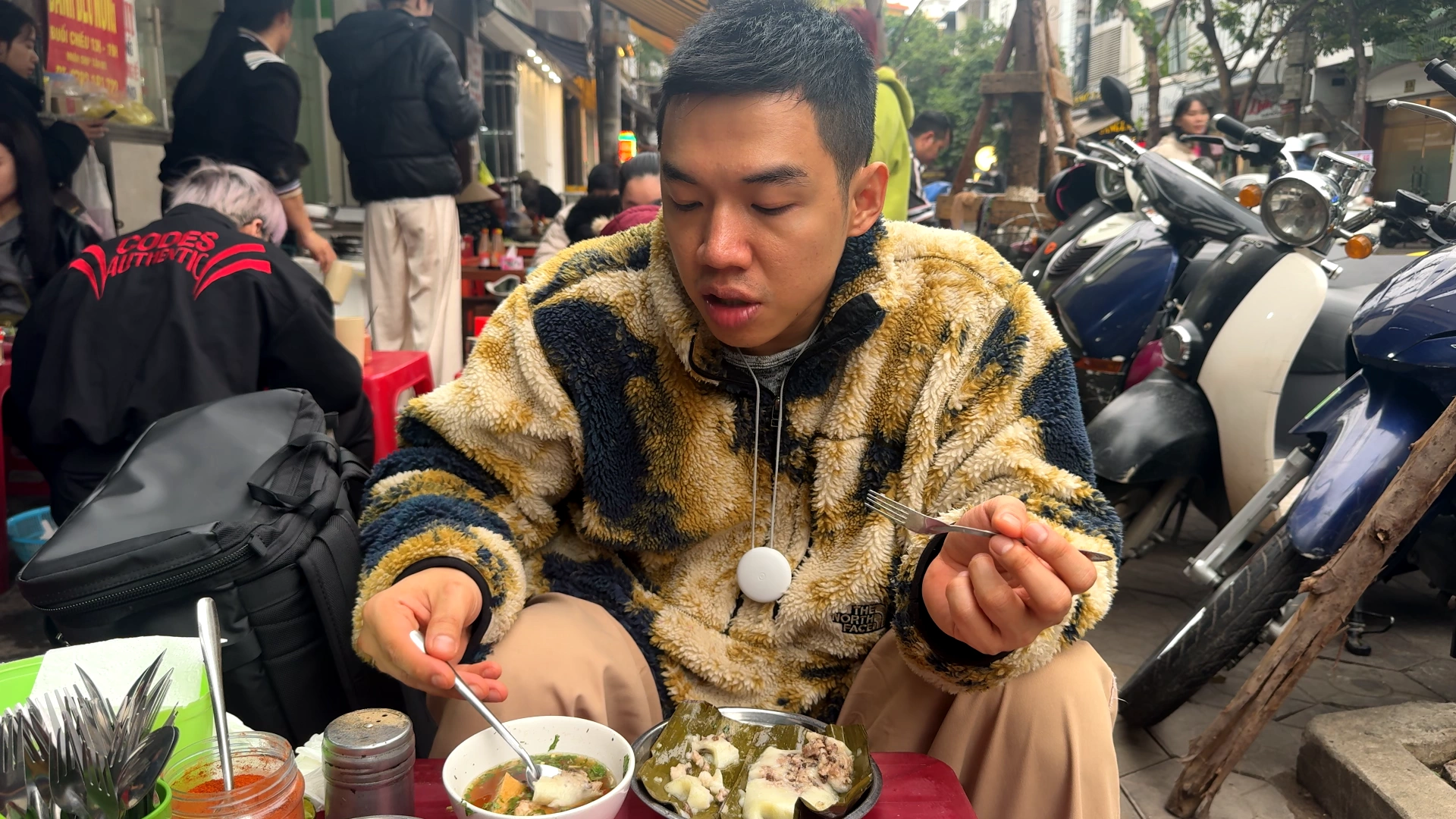 Me dipping the Bánh Bèo in the fish sauce - What to Eat in Haiphong: Amazing Local Food Experience😋 - Leotrails