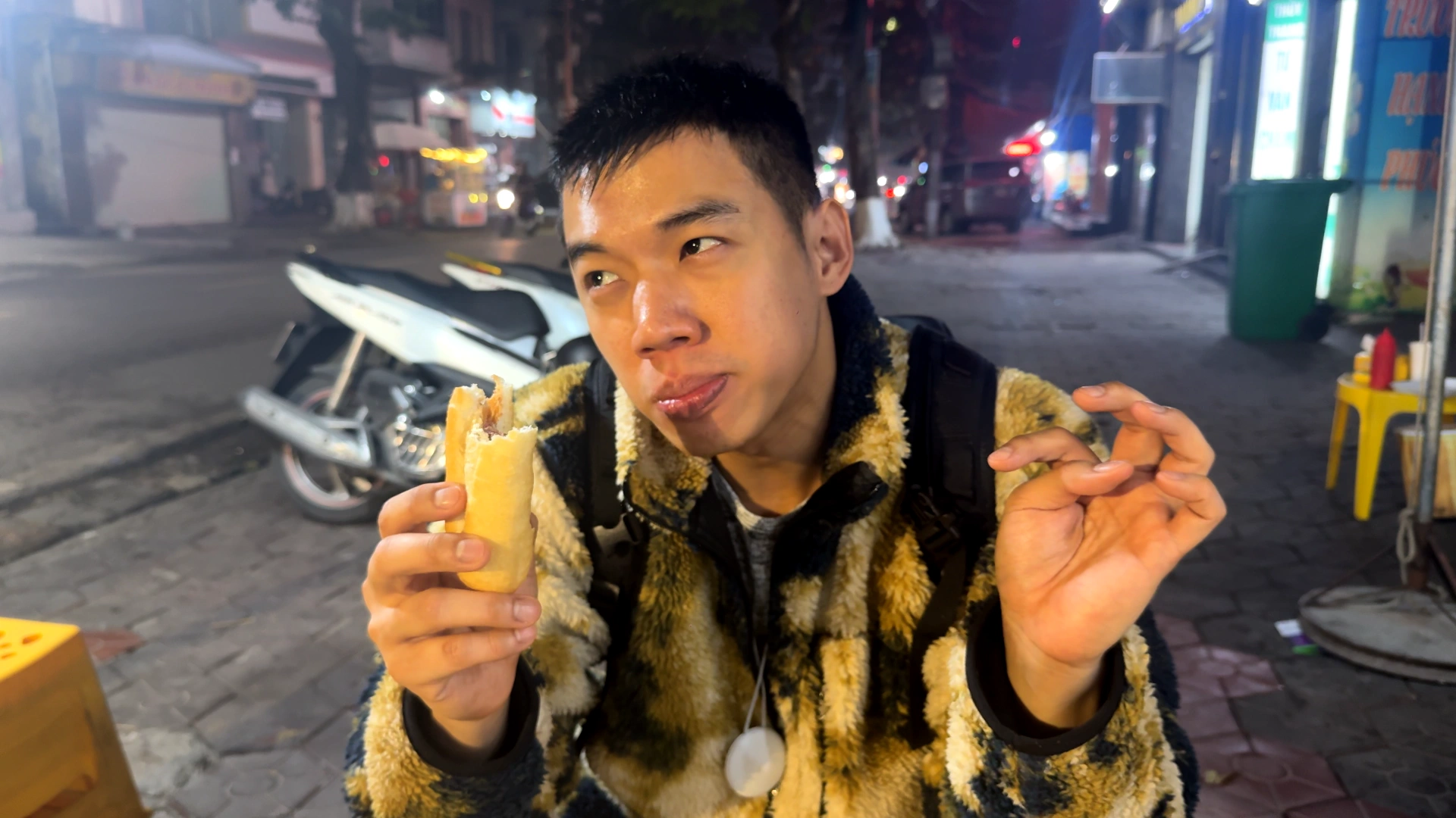 Me eating a Bánh mì - What to Eat in Haiphong: Amazing Local Food Experience😋 - Leotrails
